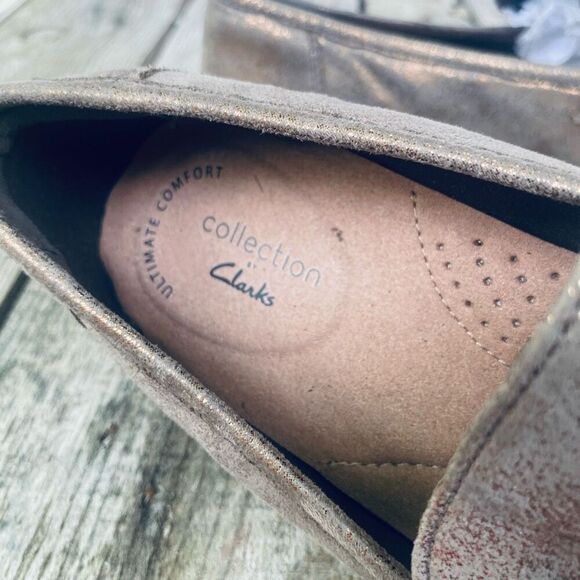 Clarks Collection Copper Metallic Penny Loafers Women’s 8.5W Slip-On Comfort Fla - Picture 6 of 8